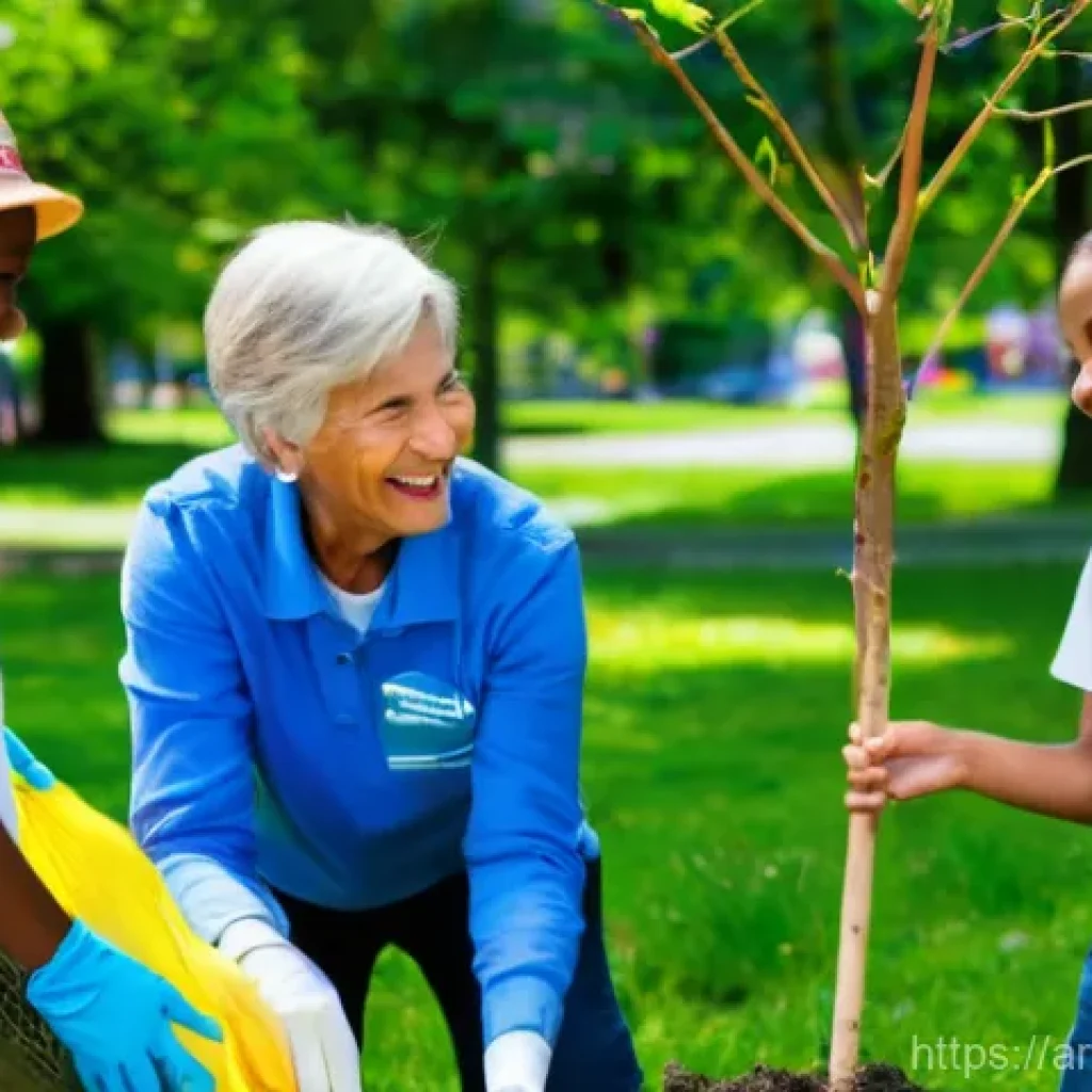 긍정심리학을 활용한 자원봉사 경험 - **Prompt: The Joy of Purposeful Giving**
    "A vibrant, eye-level shot capturing a diverse group of...
