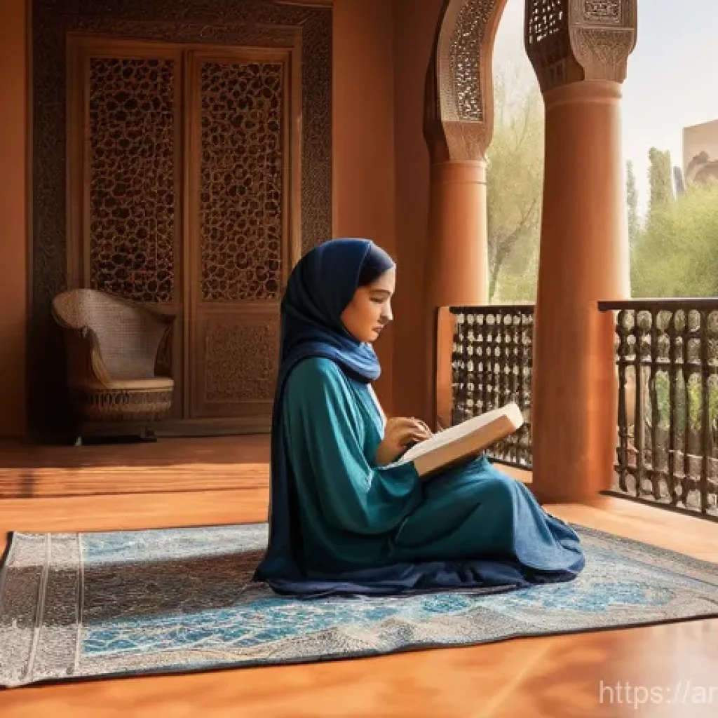 긍정심리학의 이론을 활용한 동기 부여 - **Prompt 1: Serene Morning Gratitude**
    A young Arab woman, in her late twenties, sits gracefully...