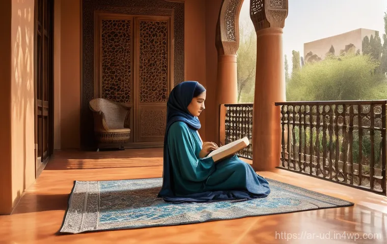 긍정심리학의 이론을 활용한 동기 부여 - **Prompt 1: Serene Morning Gratitude**
    A young Arab woman, in her late twenties, sits gracefully...
