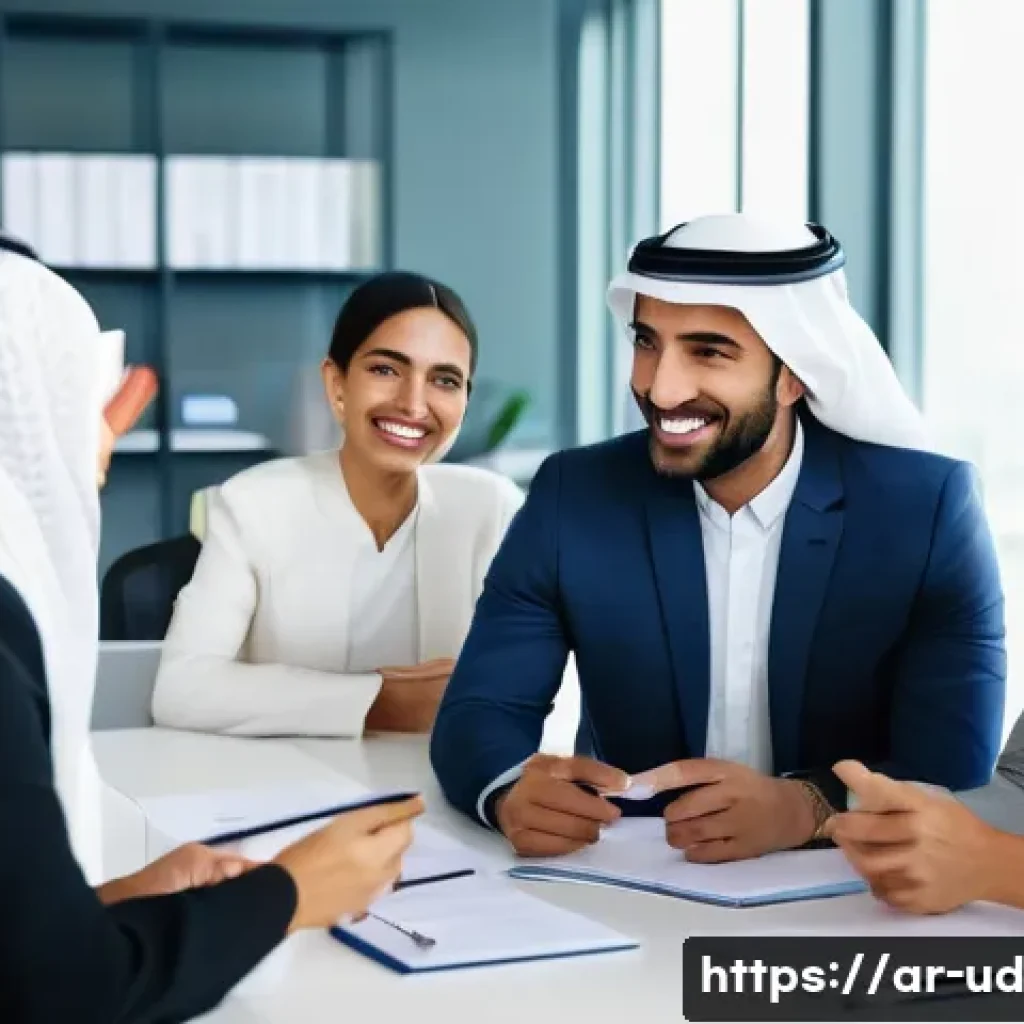긍정심리학적 접근을 통한 신뢰 구축 - A diverse group of Arab professionals in a modern office setting, engaging in a warm and optimistic ...